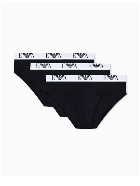pack 3 slip emporio armani in cotone stretch nero em000258af14131
