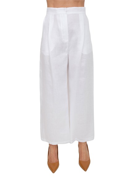 pantalone bianco msttartufo max mara studio in tela ramie msttartufo