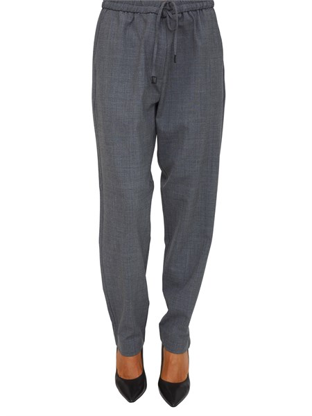 pantalone slim fit marella in misto lana grigio con tasche alla francese bruno