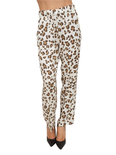 pantalone emmosso di emme marella in twill bianco animalier emmosso