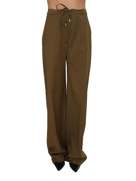 pantalone fluido corone max mara studio in pura lana verde kaki corone