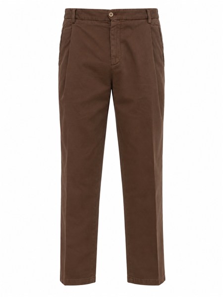 pantalone manhattan briglia 1949 in cotone marrone manhattand400121