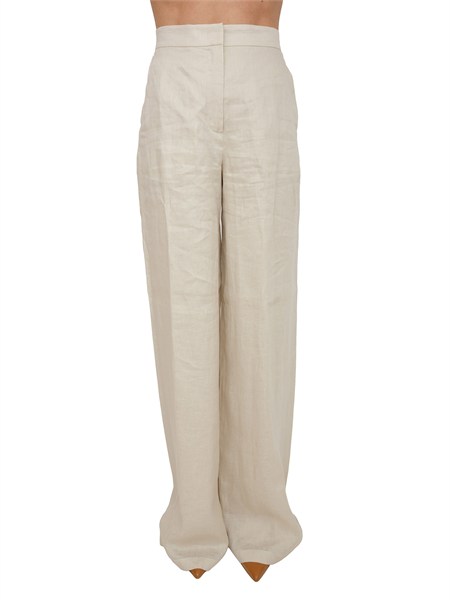 pantalone msttapioca max mara studio in lino beige msttapioca