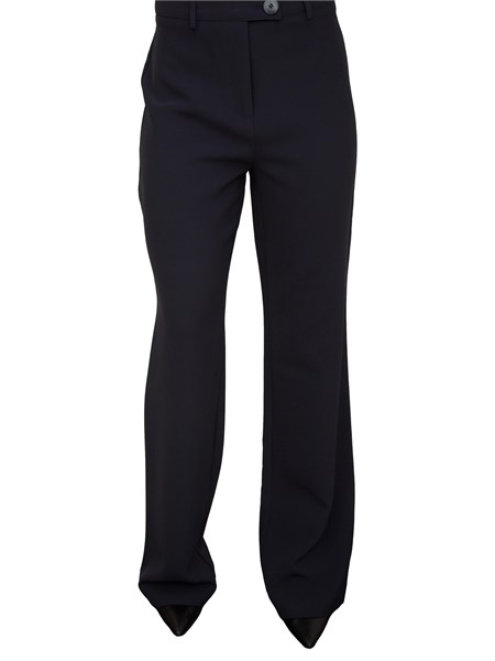 pantalone zampa tessuto tricottina blu