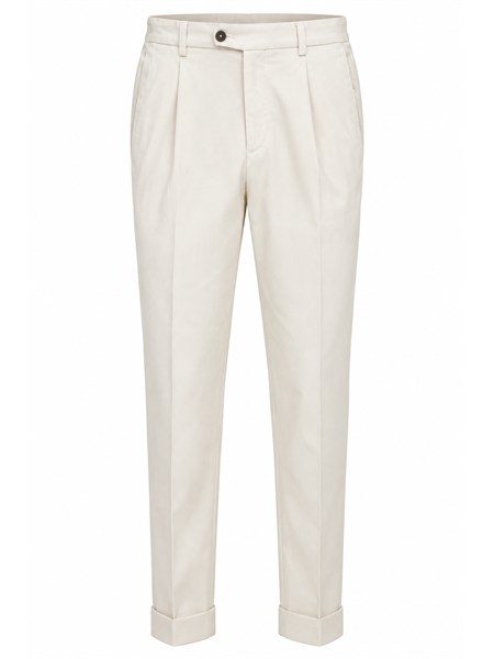 pantaloni aiace galassi misto cotone bianco panna dvr47g046