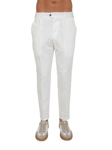 pantaloni bianchi pt torino in cotone e seta pm31rsrbb30rew