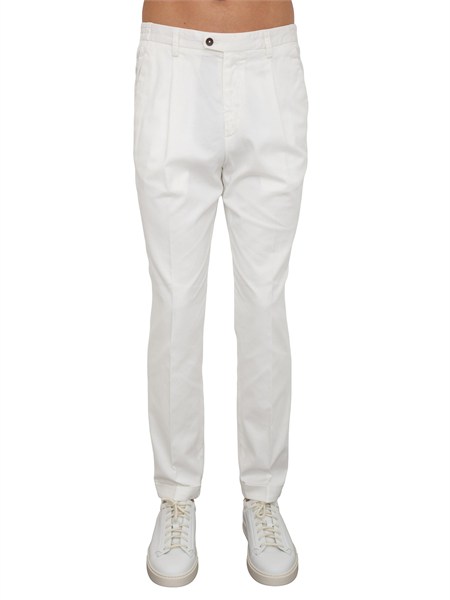 pantaloni chino aiace galassi in tencel e cotone bianco dvr47g048