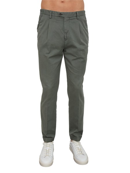 pantaloni chino aiace galassi in tencel e cotone verde dvr47g048