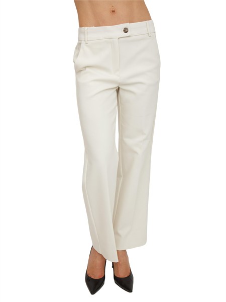 pantaloni donna emmsalute di emme marella in misto cotone bianco avorio emmsalute