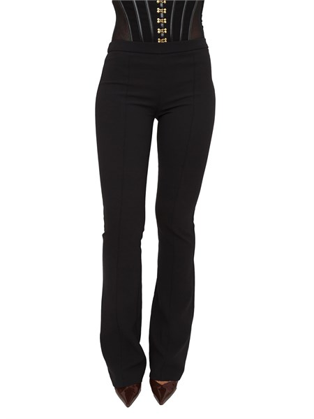 pantaloni elisabetta franchi in crepe leggero nero con ganci gioiello a bustino pa13257e2