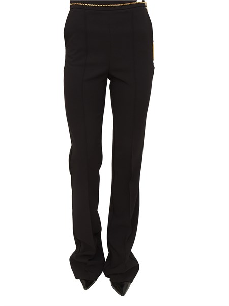 pantaloni elisabetta franchi in crepe nero con cintura gioiello pa14157e2