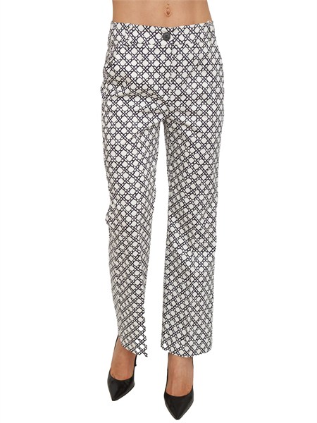 pantaloni emmclassi emme marella in raso di cotone stretch bianco fantasia emmclassi