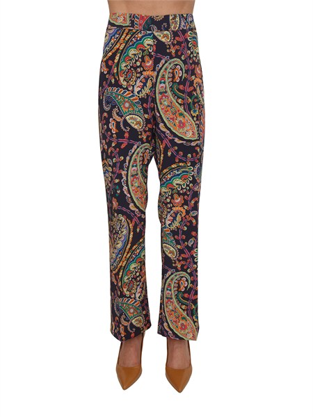 pantaloni etro in tessuto twill blu stampa paisley wrea006999sasu8