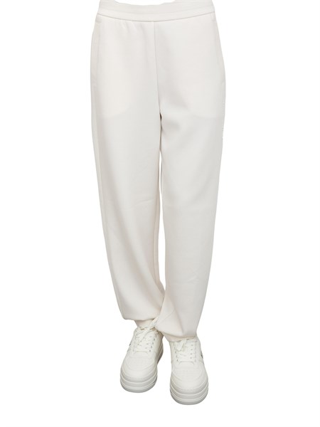 pantaloni jogger con logo armani exchange donna in viscosa stretch avorio xw001011af16111
