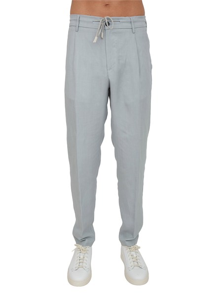 pantaloni jogger eleventy uomo in lino celeste m75pang03tes0m116