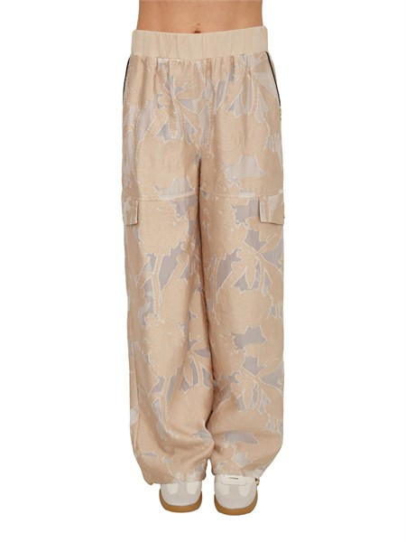 pantaloni jogger liu jo donna in organza jacquard beige ta6201t345a