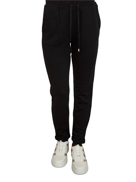pantaloni jogging liu jo donna in misto cotone nero tf5296fs321