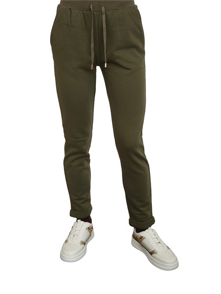pantaloni jogging liu jo donna in misto cotone verde tf5296fs321