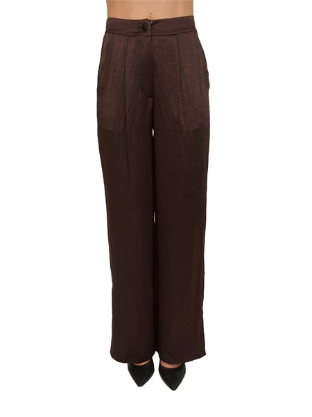 pantaloni liu jo donna in raso wrinkle marrone ca6147t450a