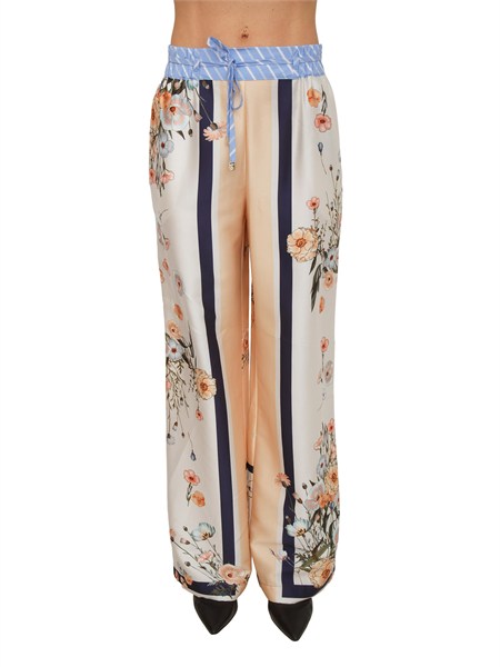 pantaloni liu jo donna in twill stampato fiori wa6358t2555