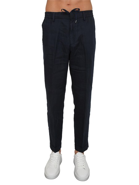 pantaloni liu jo uomo in puro lino blu qxx121t4346