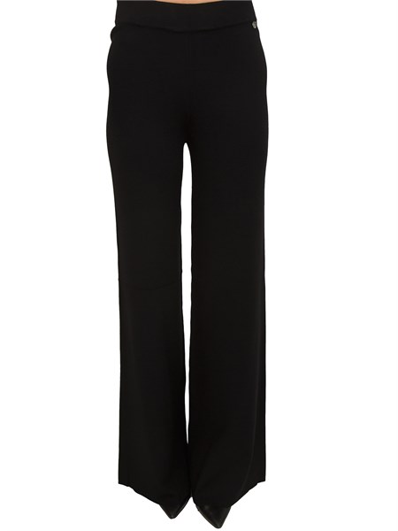 pantaloni neri liu jo donna in maglia di misto viscosa mf5461ms99e