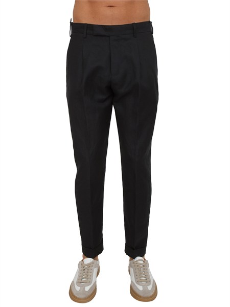 pantaloni neri pt torino in misto lana e lino sd81rszaz40fwd