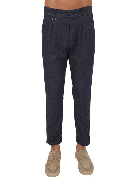 pantaloni paolo pecora in denim e lino blu b1210262
