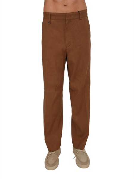 pantaloni paolo pecora in lino e viscosa marroni b0733632