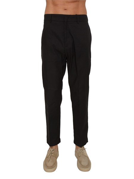 pantaloni paolo pecora in misto cotone nero b1010199