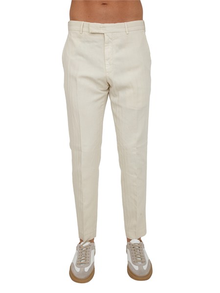 pantaloni pt torino in herringbone di cotone e lino beige sd61rtz1z00fwd