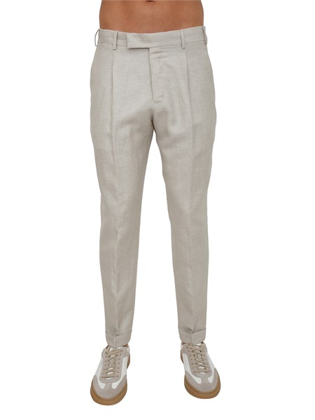 pantaloni pt torino in misto lana e lino beige sd81rszaz40fwd
