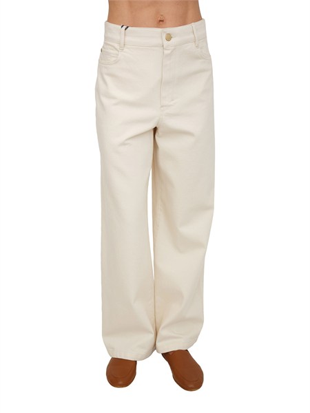 pantaloni smmzarina max mara s in cotone elasticizzato crema smmzarina