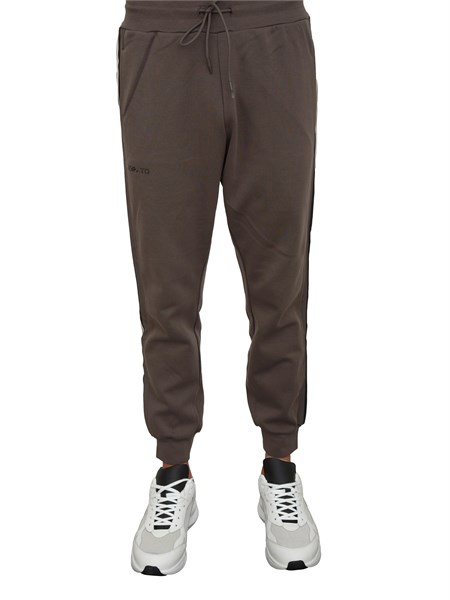 pantaloni tuta antony morato in misto cotone interlock verde militare con bande laterali mmfp00412fa150168