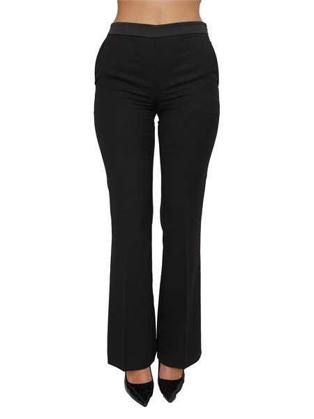 pantaloni twinset in twill misto lana ed inserto raso 252tt2123