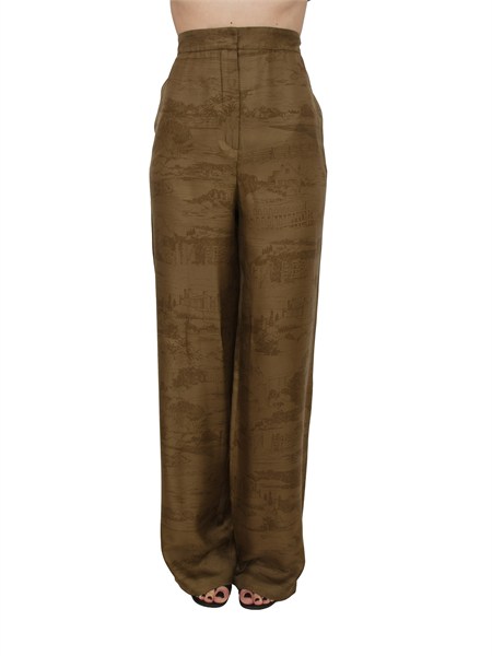 pantaloni vasaio max mara studio in seta verde stampata vasaio