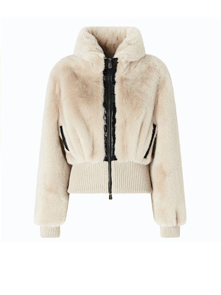 pelliccia bomber bagels pinko in visone ecologico beige bagelsa3e7