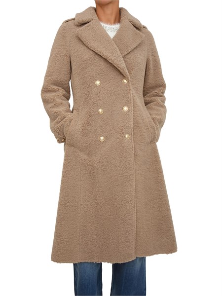 pelliccia guess jeans donna effetto teddy beige w5bl62w4190