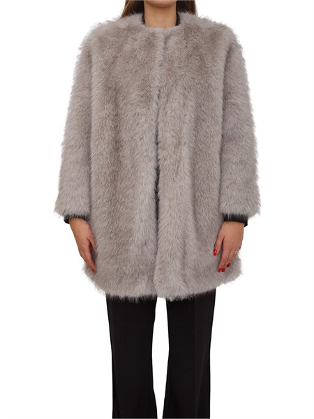pelliccia midi eros max mara in tessuto effetto faux fur grigia eros