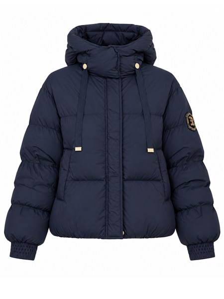 piumino ermanno firenze in nylon blu pizzo sul fondo a011ex0