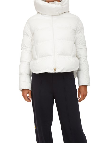 piumino pinko in tela tecnica bianca con cappuccio gizaa2p6