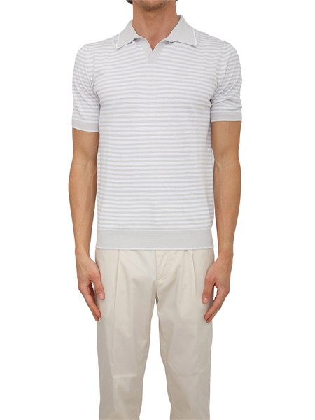 polo aiace galassi in maglia di cotone a righe bianco grigia 1460802