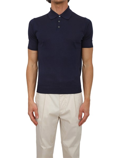 polo blu aiace galassi in maglia di seta e cotone 1461597