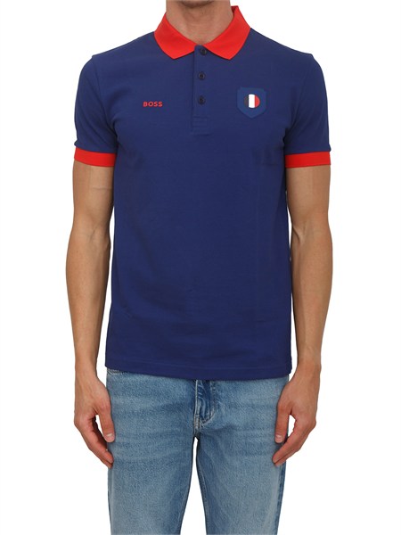 polo boss uomo in cotone blu patch bandiera pl bb50559263