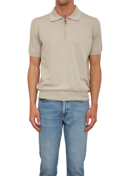 polo con zip canali in cotone giza beige c0454mk02459