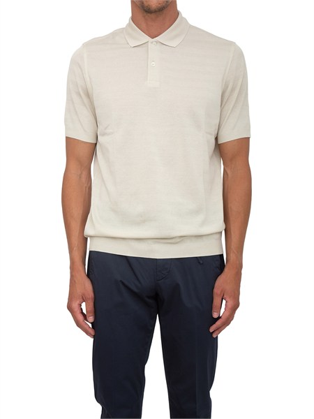 polo corneliani in cotone avorio con trama maglia 27m4202725625