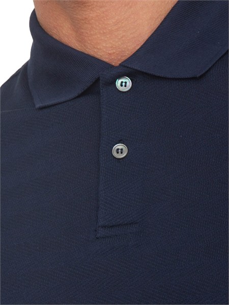 polo corneliani in cotone blu con trama maglia 27m4202725625