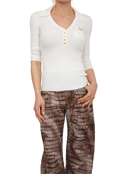 polo in maglia avorio elisabetta franchi mk86b61e2