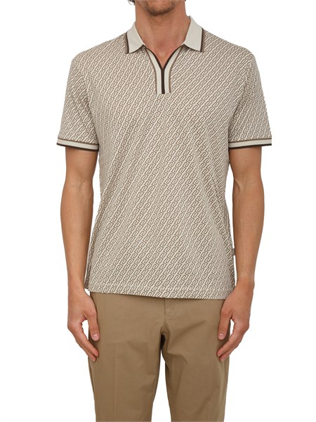 polo liu jo uomo in puro cotone beige logo all over qa6097j3923