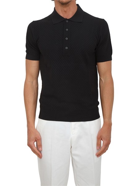 polo maglia blu paolo pecora con lavorazione a trama a046f100